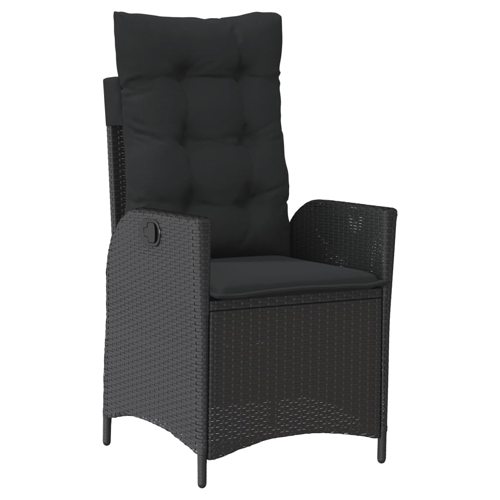Set da Pranzo da Giardino 7 pz Nero con Cuscini in Polyrattan | homemem39