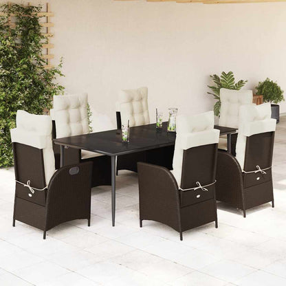 Set da Pranzo da Giardino 7pz con Cuscini in Polyrattan Marrone - homemem39