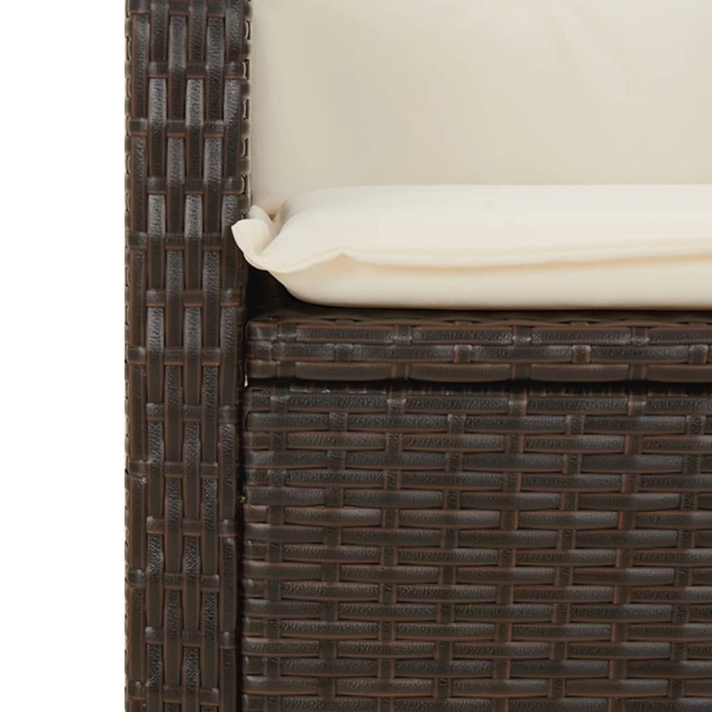 Set da Pranzo da Giardino 3pz con Cuscini in Polyrattan Marrone | homemem39
