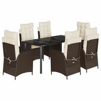 Set da Pranzo da Giardino 7pz con Cuscini in Polyrattan Marrone | homemem39