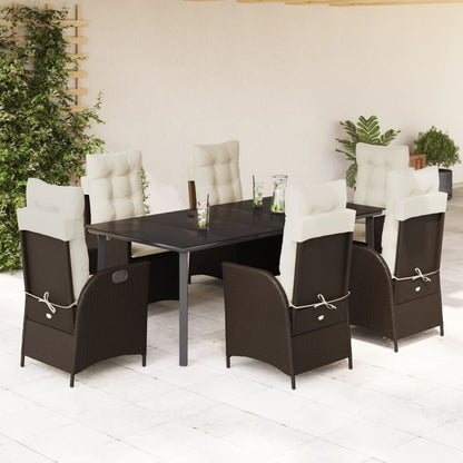 Set da Pranzo da Giardino 7pz con Cuscini in Marrone