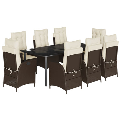 Set da Pranzo da Giardino 9pz con Cuscini Marrone in Polyrattan | homemem39