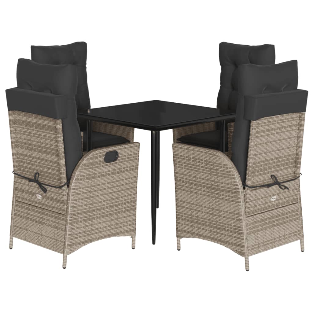 Set da Pranzo da Giardino 5 pz con Cuscini in Polyrattan Grigio | homemem39