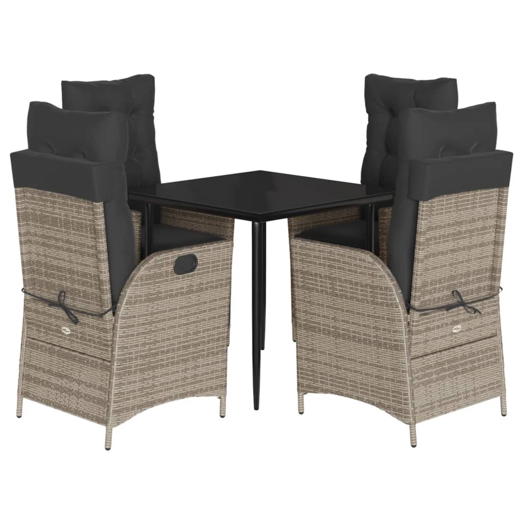Set da Pranzo da Giardino 5 pz con Cuscini in Polyrattan Grigio | homemem39