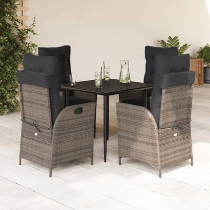 Set da Pranzo da Giardino 5 pz con Cuscini in Polyrattan Grigio - homemem39