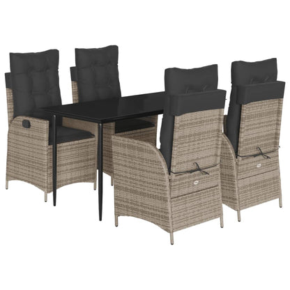 Set da Pranzo da Giardino 5 pz con Cuscini in Polyrattan Grigio | homemem39
