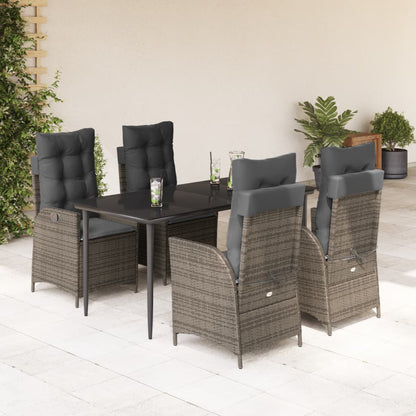 Set da Pranzo da Giardino 5 pz con Cuscini in Polyrattan Grigio | homemem39