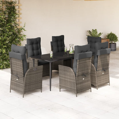 Set da Pranzo da Giardino 7 pz con Cuscini in Polyrattan Grigio | homemem39