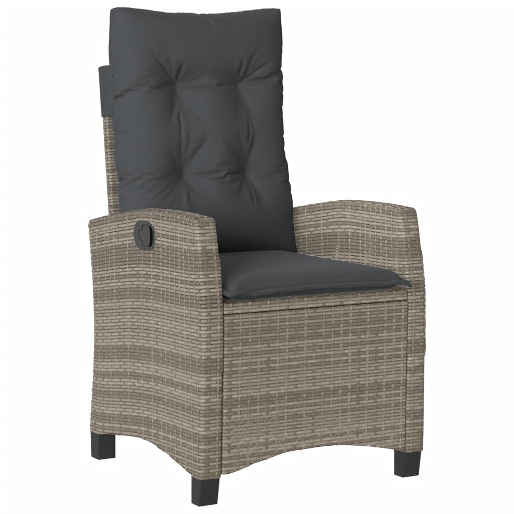 Set da Pranzo da Giardino 3 pz con Cuscini in Polyrattan Grigio | homemem39