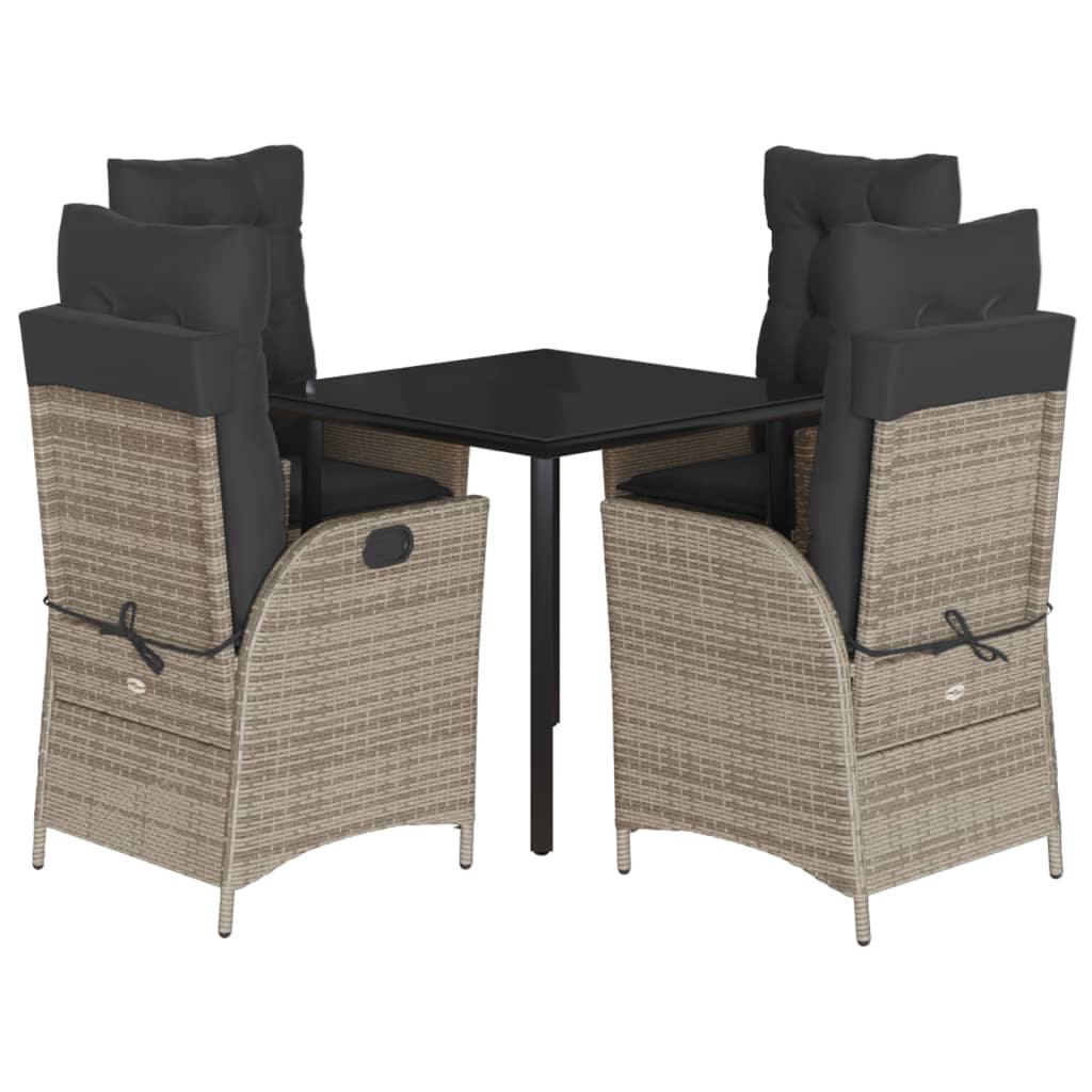 Set da Pranzo da Giardino 5 pz con Cuscini in Polyrattan Grigio | homemem39