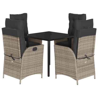 Set da Pranzo da Giardino 5 pz con Cuscini in Polyrattan Grigio | homemem39