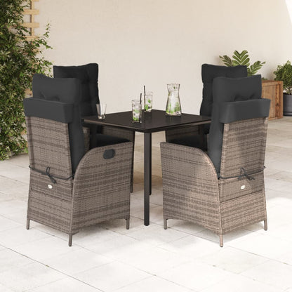 Set da Pranzo da Giardino 5 pz con Cuscini in Polyrattan Grigio | homemem39