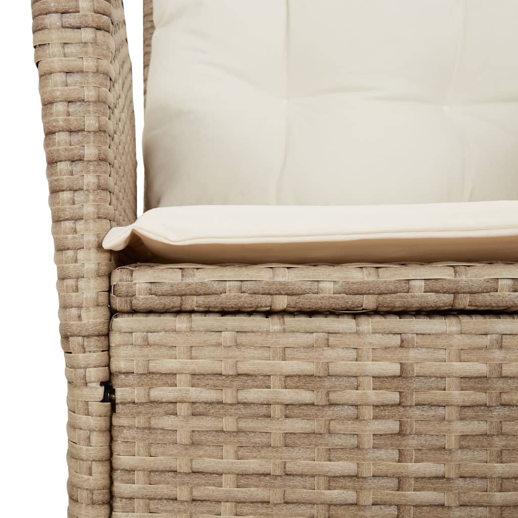 Set da Pranzo da Giardino 7 pz con Cuscini Beige in Polyrattan | homemem39