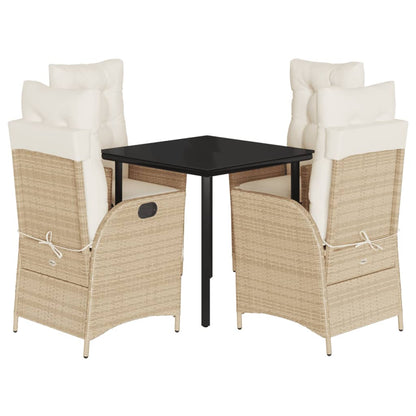 Set da Pranzo da Giardino 5 pz con Cuscini Beige in Polyrattan | homemem39