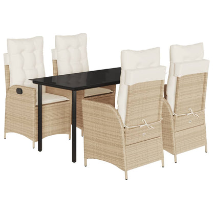 Set da Pranzo da Giardino 5 pz con Cuscini Beige in Polyrattan | homemem39
