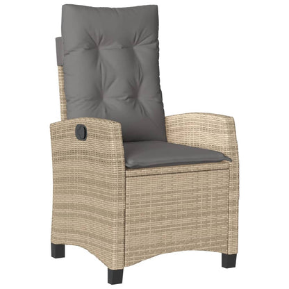 Set da Pranzo da Giardino 3 pz con Cuscini Beige in Polyrattan | homemem39