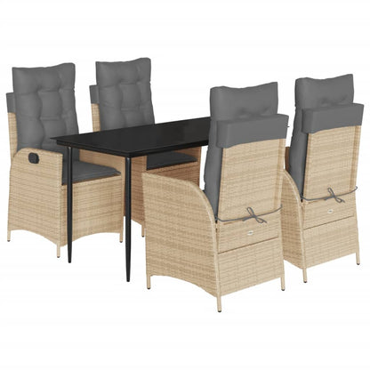 Set da Pranzo da Giardino 5 pz con Cuscini Beige in Polyrattan | homemem39
