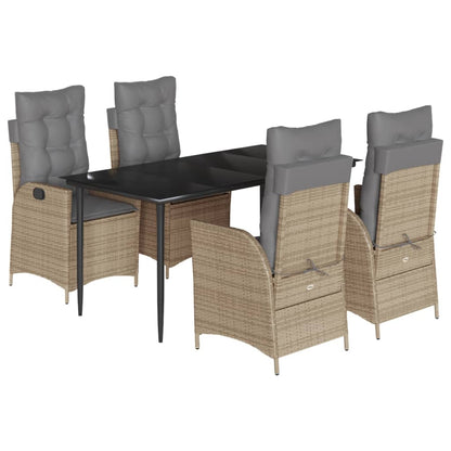 Set da Pranzo da Giardino 5 pz con Cuscini Beige in Polyrattan | homemem39