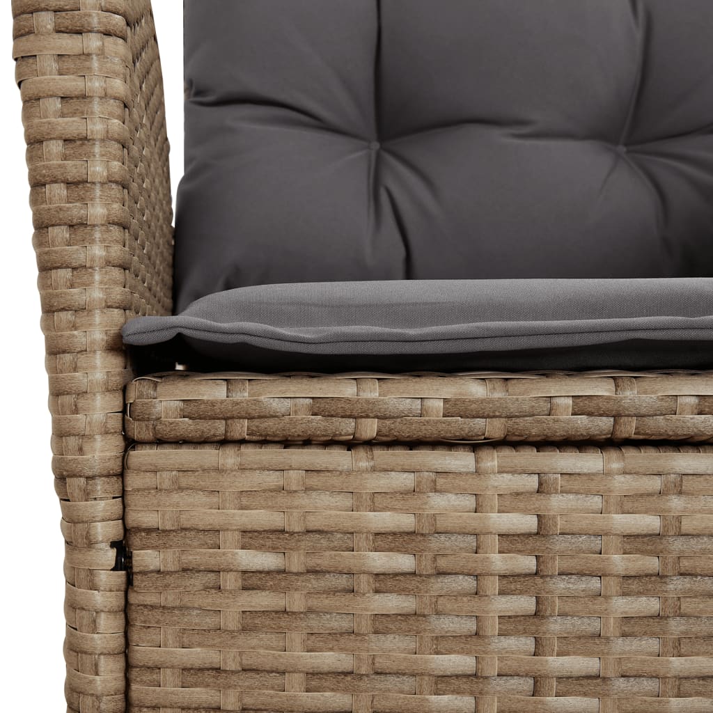 Set da Pranzo da Giardino 7 pz con Cuscini Beige in Polyrattan - homemem39