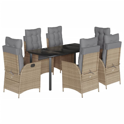 Set da Pranzo da Giardino 7 pz con Cuscini Beige in Polyrattan | homemem39