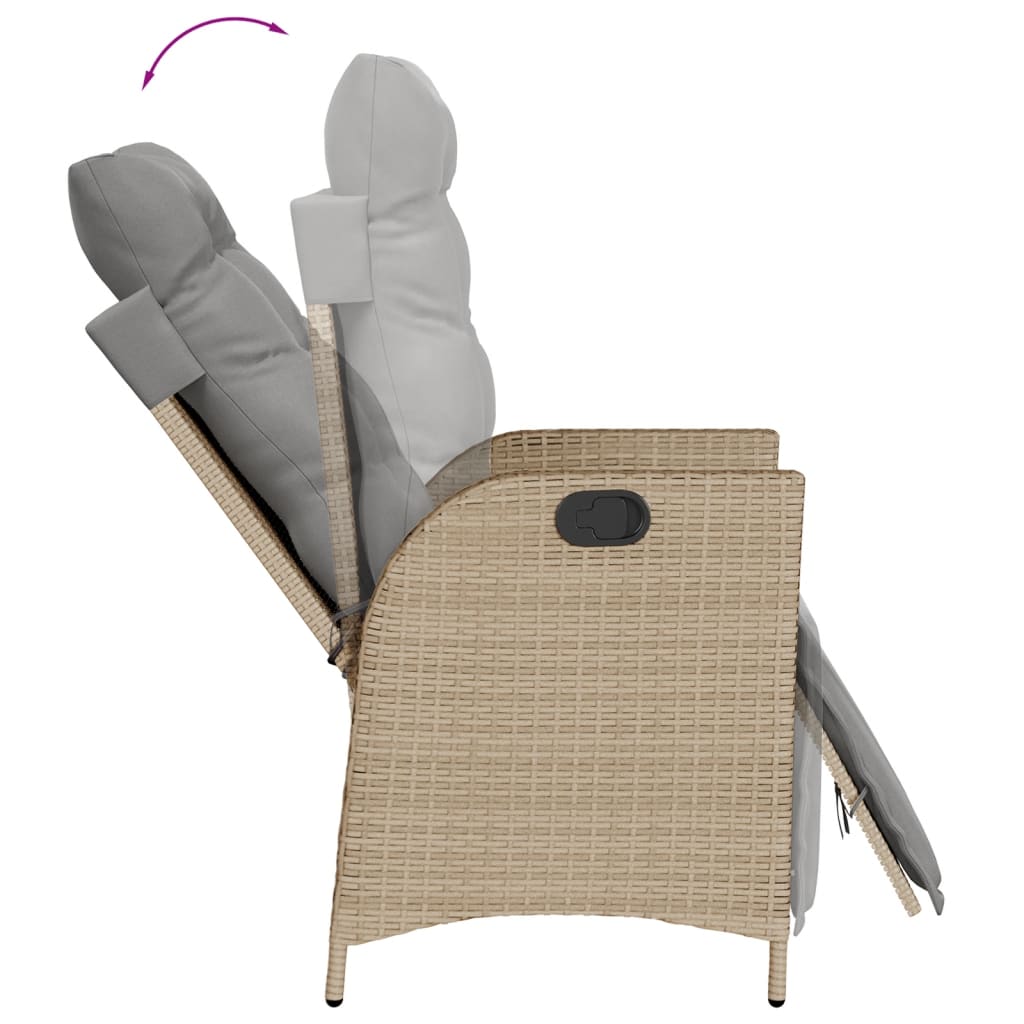 Set da Pranzo da Giardino 7 pz con Cuscini Beige in Polyrattan - homemem39