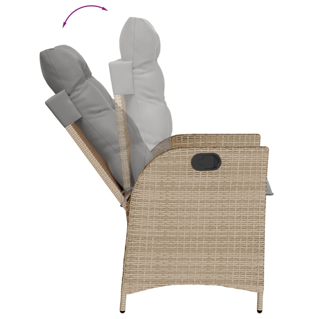 Set da Pranzo da Giardino 9 pz con Cuscini Beige in Polyrattan