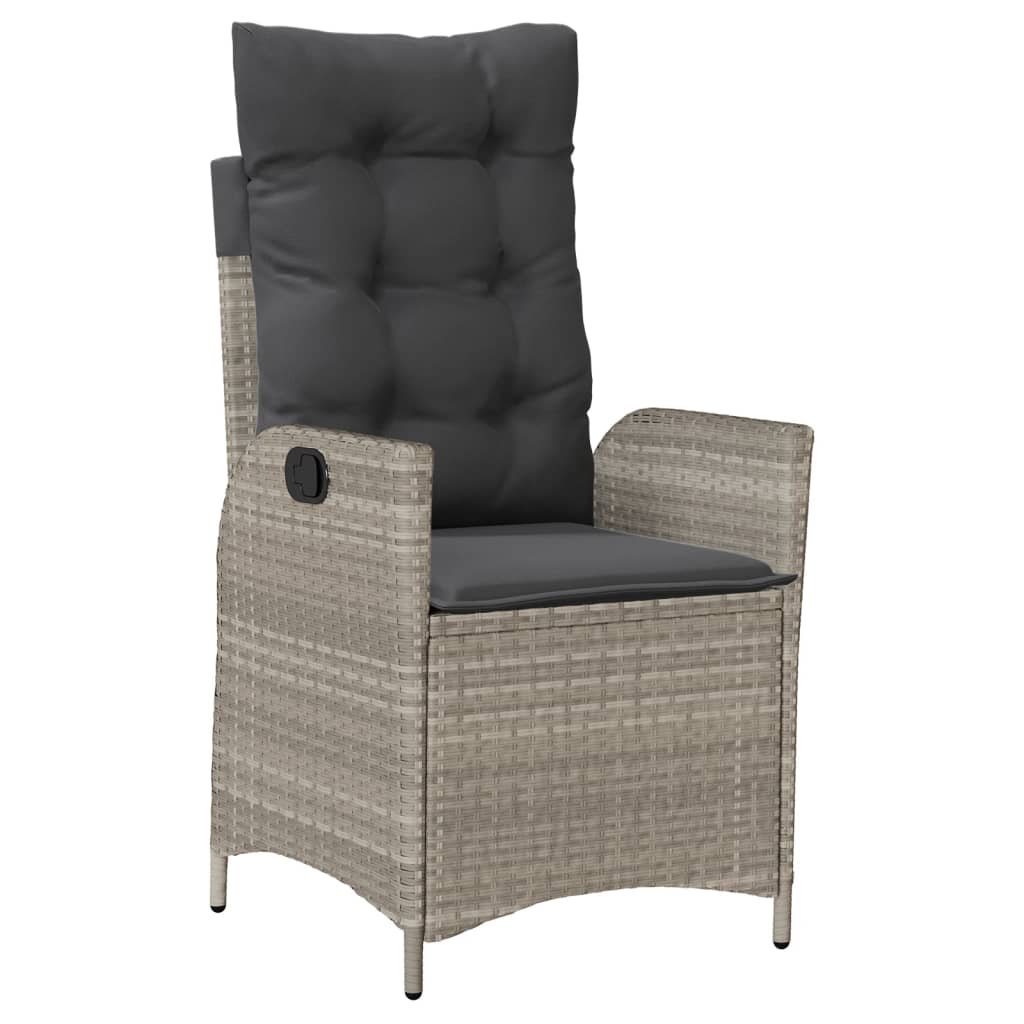 Set Pranzo da Giardino 5pz con Cuscini Grigio Chiaro Polyrattan - homemem39