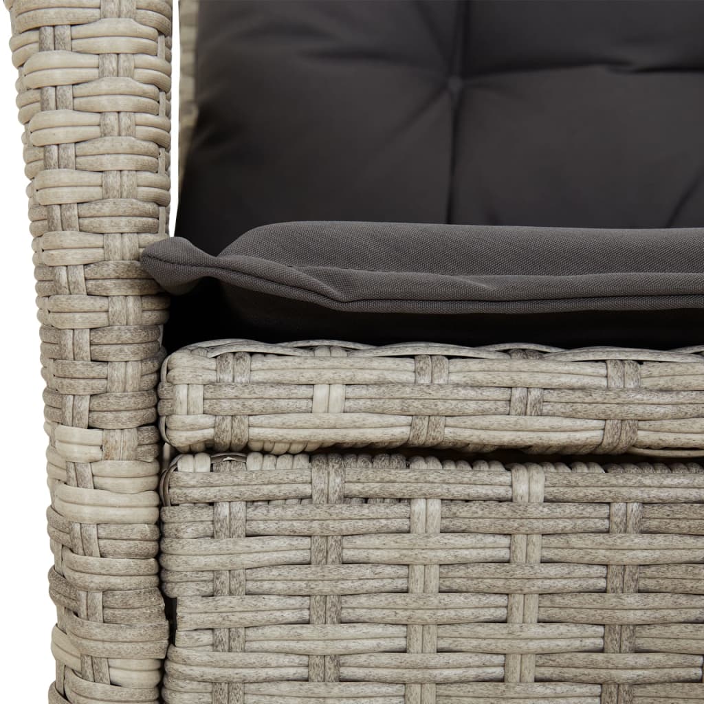 Set Pranzo da Giardino 5pz con Cuscini Grigio Chiaro Polyrattan | homemem39