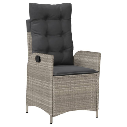 Set da Pranzo da Giardino 7 pz Cuscini Polyrattan Grigio Chiaro | homemem39