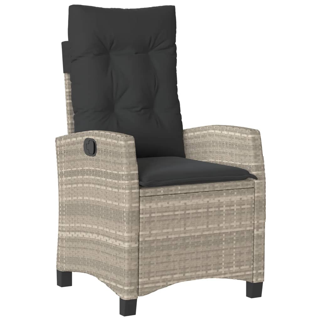 Set Pranzo da Giardino 5pz con Cuscini Grigio Chiaro Polyrattan | homemem39