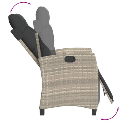 Set Pranzo da Giardino 5pz con Cuscini Grigio Chiaro Polyrattan | homemem39