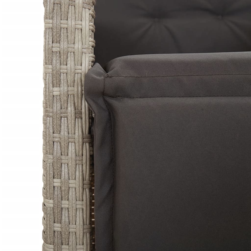 Set Pranzo da Giardino 5pz con Cuscini Grigio Chiaro Polyrattan | homemem39