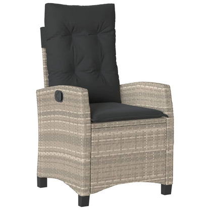 Set Pranzo da Giardino 5pz con Cuscini Grigio Chiaro Polyrattan | homemem39