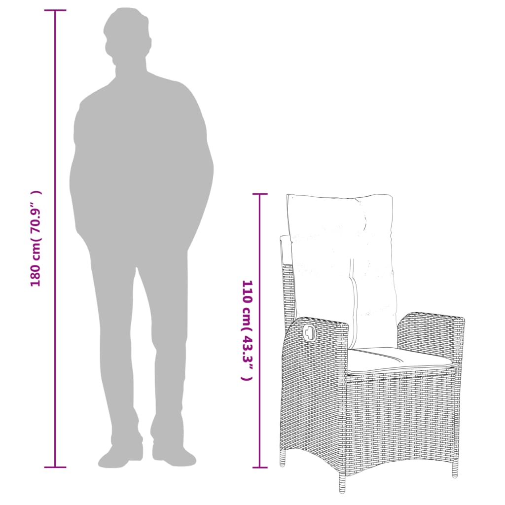 Set Pranzo da Giardino 5pz con Cuscini Grigio Chiaro Polyrattan | homemem39