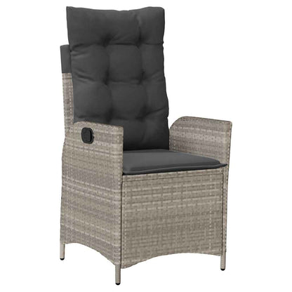 Set da Pranzo da Giardino 7 pz Cuscini Polyrattan Grigio Chiaro | homemem39