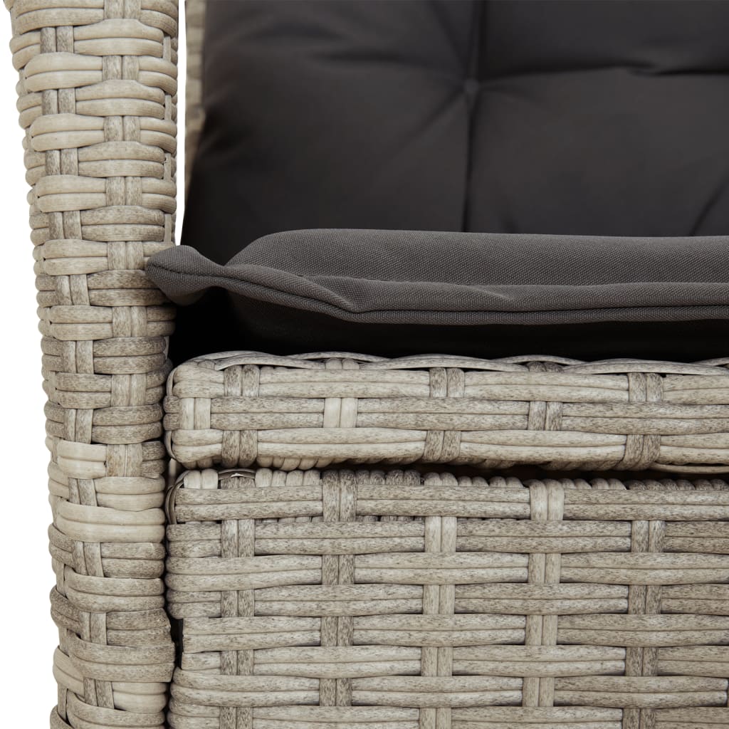 Set da Pranzo da Giardino 7 pz Cuscini Polyrattan Grigio Chiaro | homemem39