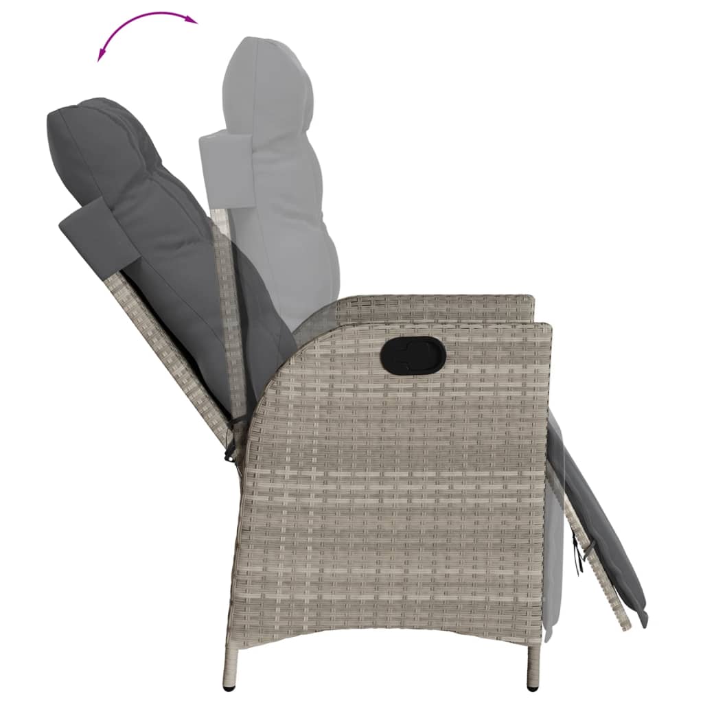 Set da Pranzo da Giardino 7 pz Cuscini Polyrattan Grigio Chiaro | homemem39