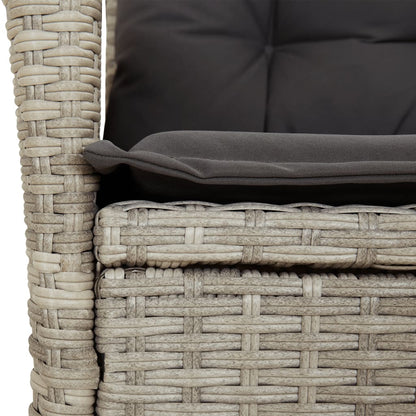 Set Pranzo da Giardino 9pz con Cuscini Grigio Chiaro Polyrattan | homemem39