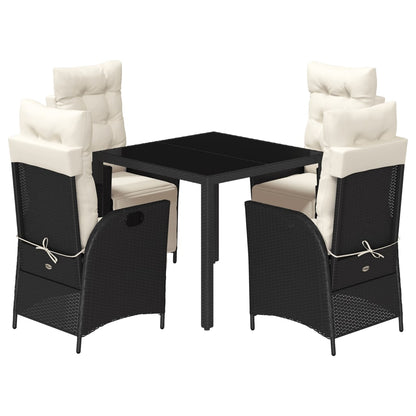 Set da Pranzo da Giardino 5 pz Nero con Cuscini in Polyrattan | homemem39