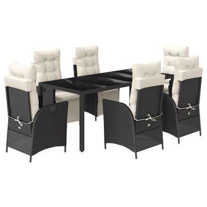 Set da Pranzo da Giardino 7 pz Nero con Cuscini in Polyrattan | homemem39