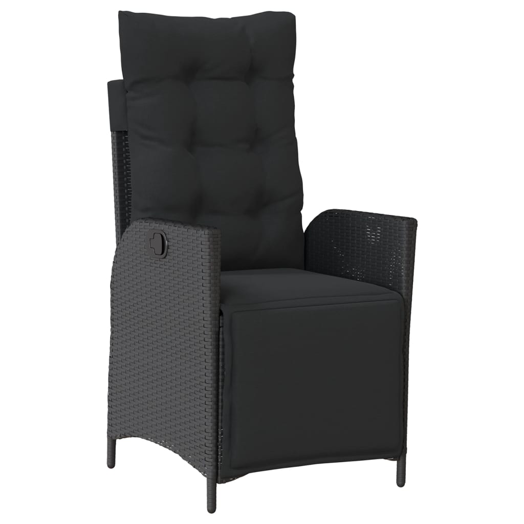 Set da Pranzo da Giardino 5 pz Nero con Cuscini in Polyrattan | homemem39