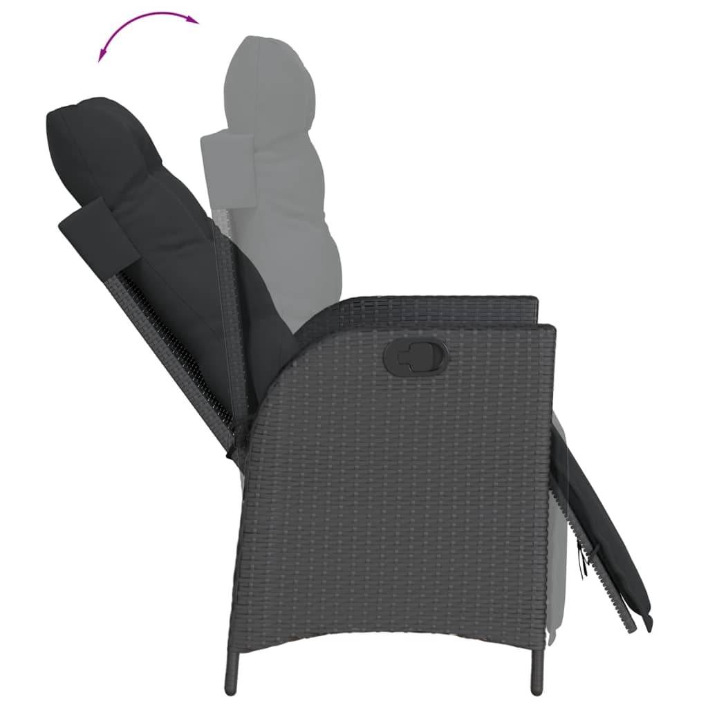 Set da Pranzo da Giardino 5 pz Nero con Cuscini in Polyrattan | homemem39
