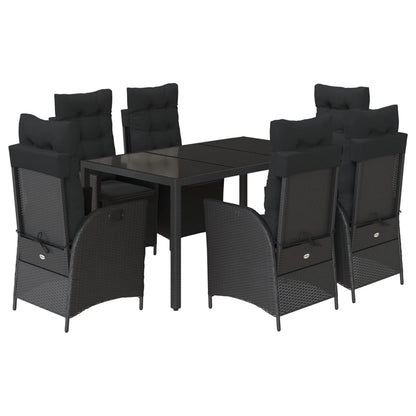 Set da Pranzo da Giardino 7 pz Nero con Cuscini in Polyrattan - homemem39