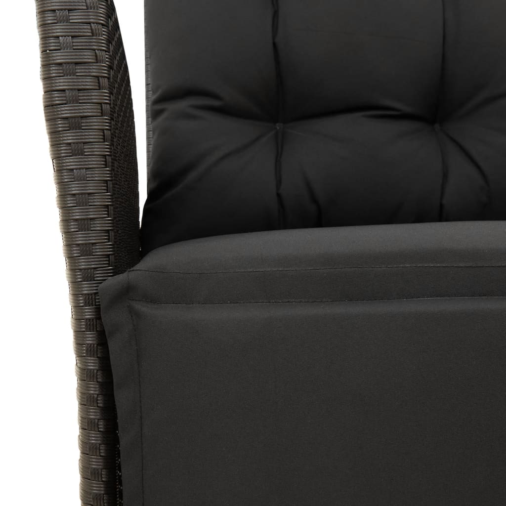 Set da Pranzo da Giardino 9 pz con Cuscini Nero in Polyrattan - homemem39