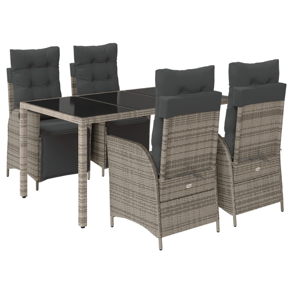 Set da Pranzo da Giardino 5 pz con Cuscini in Polyrattan Grigio | homemem39