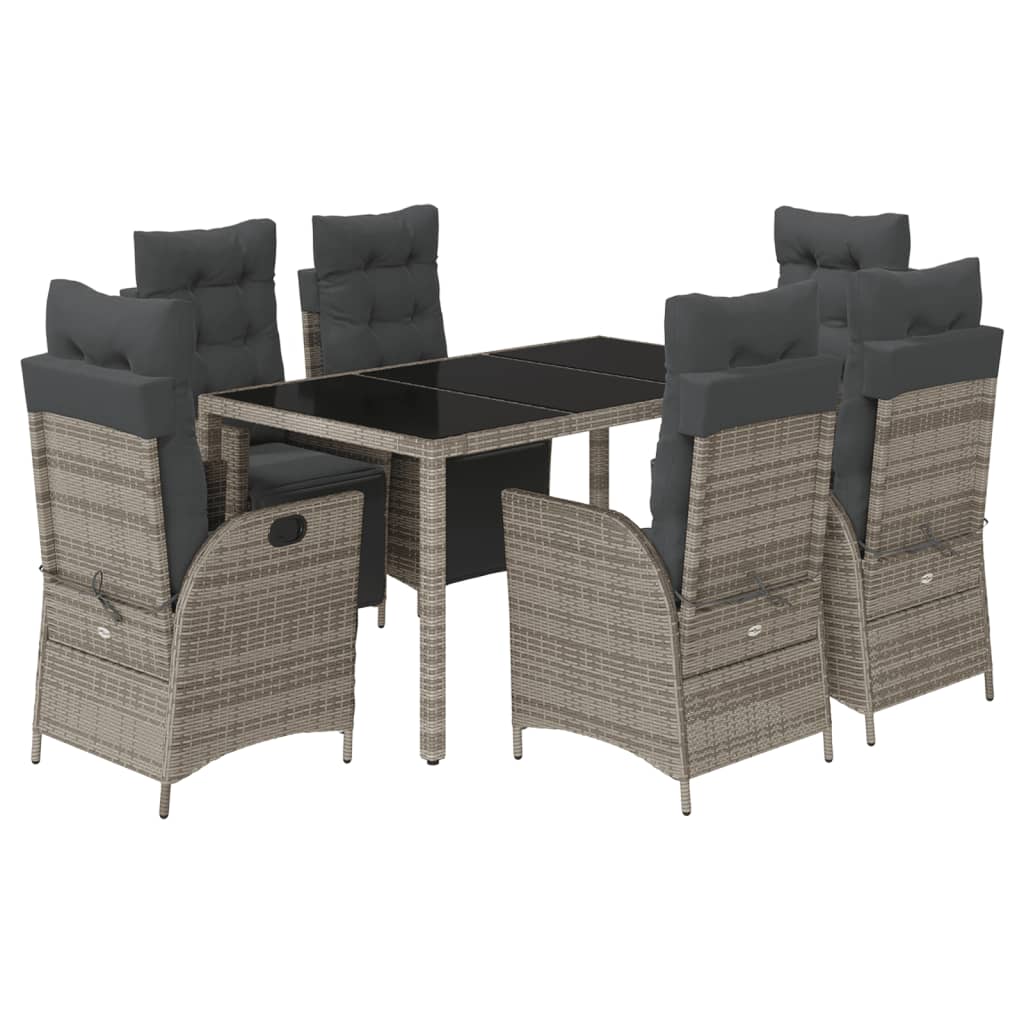 Set da Pranzo da Giardino 7 pz con Cuscini in Polyrattan Grigio | homemem39