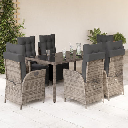 Set da Pranzo da Giardino 7 pz con Cuscini in Polyrattan Grigio | homemem39