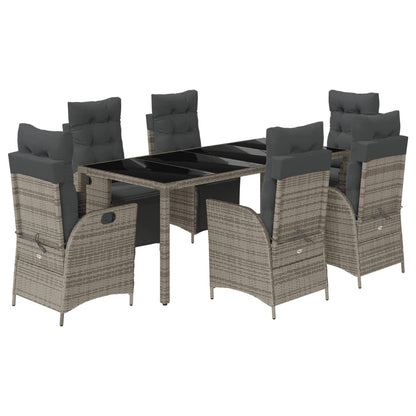Set da Pranzo da Giardino 7 pz con Cuscini in Polyrattan Grigio - homemem39