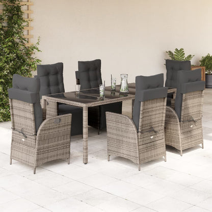 Set da Pranzo da Giardino 9 pz con Cuscini in Polyrattan Grigio | homemem39