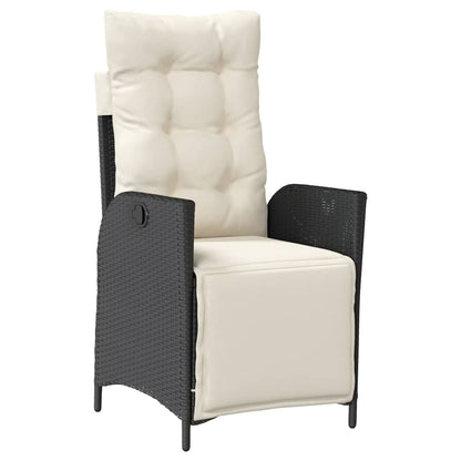 Set da Pranzo da Giardino 3 pz con Cuscini Nero in Polyrattan | homemem39